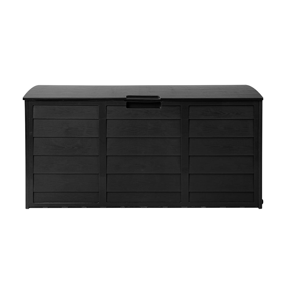 Gardeon Outdoor Storage Box 290L Lockable Organiser Garden Deck Shed All Black-2