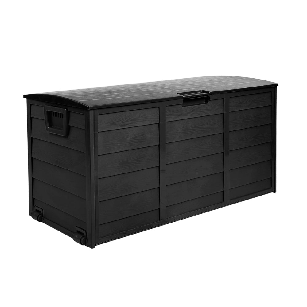 Gardeon Outdoor Storage Box 290L Lockable Organiser Garden Deck Shed All Black-3