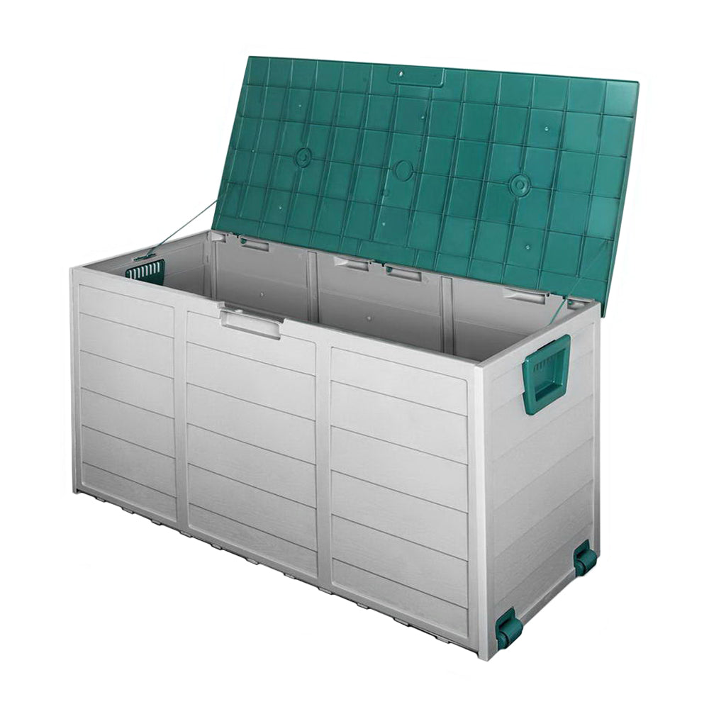 Gardeon Outdoor Storage Box 290L Lockable Organiser Garden Deck Shed Tool Green-0