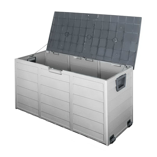 Gardeon Outdoor Storage Box 290L Lockable Organiser Garden Deck Shed Tool Grey-0