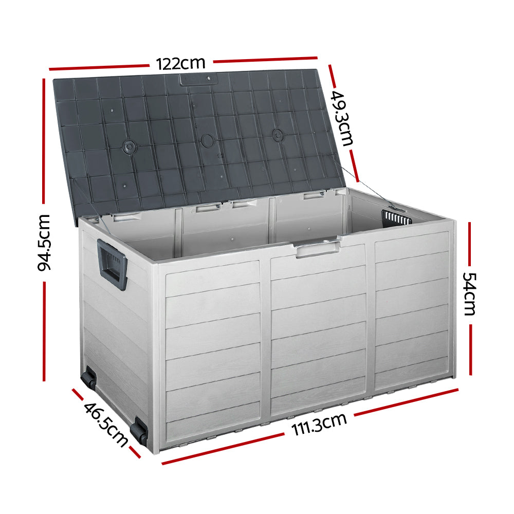 Gardeon Outdoor Storage Box 290L Lockable Organiser Garden Deck Shed Tool Grey-1