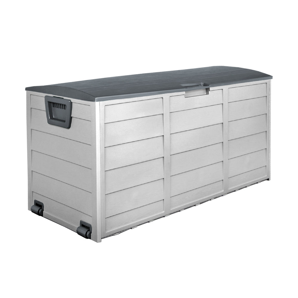 Gardeon Outdoor Storage Box 290L Lockable Organiser Garden Deck Shed Tool Grey-3