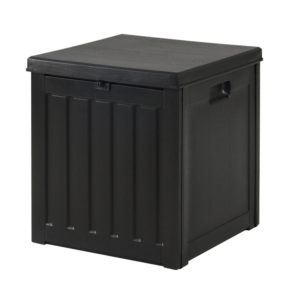 Gardeon Outdoor Storage Box 80L Container Lockable Garden Toy Tool Shed Black-0