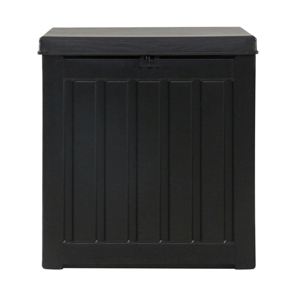 Gardeon Outdoor Storage Box 80L Container Lockable Garden Toy Tool Shed Black-2