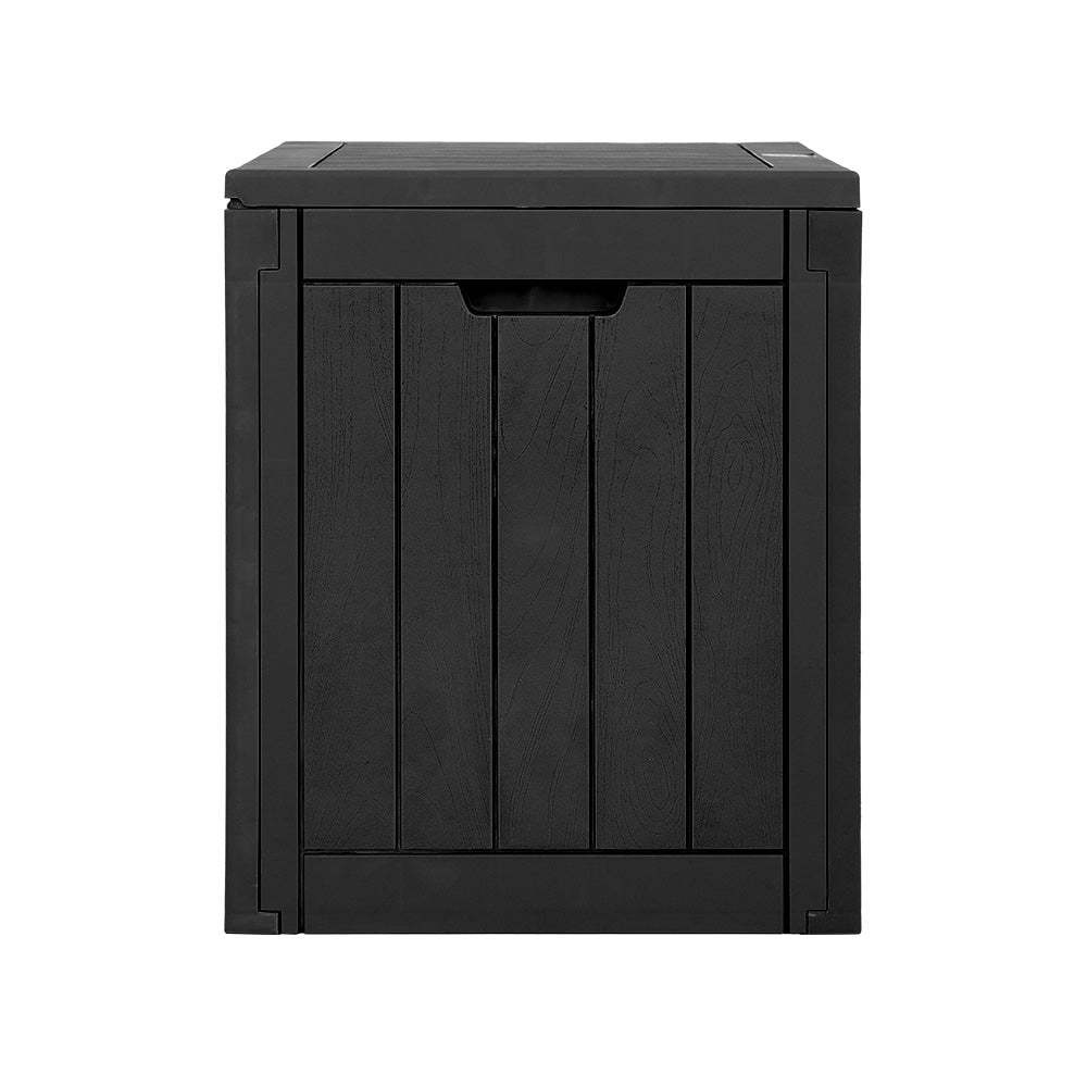 Gardeon Outdoor Storage Box 118L Container Lockable Garden Toy Tool Shed Black-2