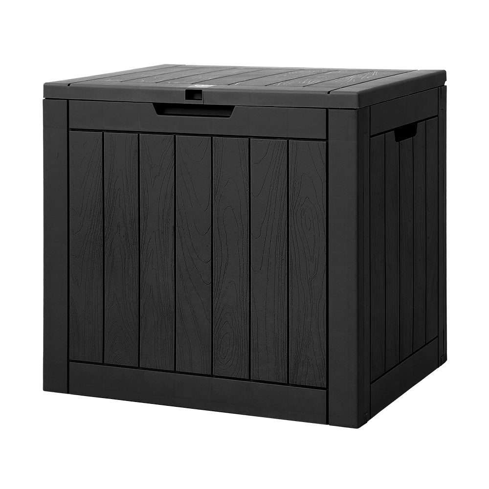 Gardeon Outdoor Storage Box 118L Container Lockable Garden Toy Tool Shed Black-6