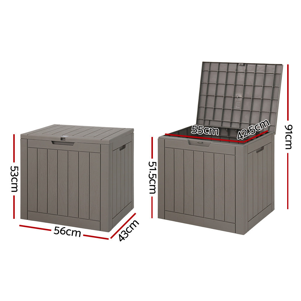 Gardeon Outdoor Storage Box 118L Container Lockable Indoor Garden Toy Tool Shed Grey-1