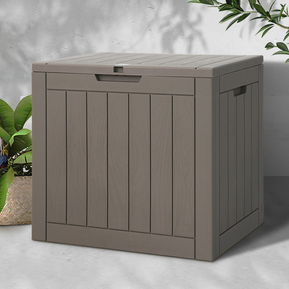 Gardeon Outdoor Storage Box 118L Container Lockable Indoor Garden Toy Tool Shed Grey-7