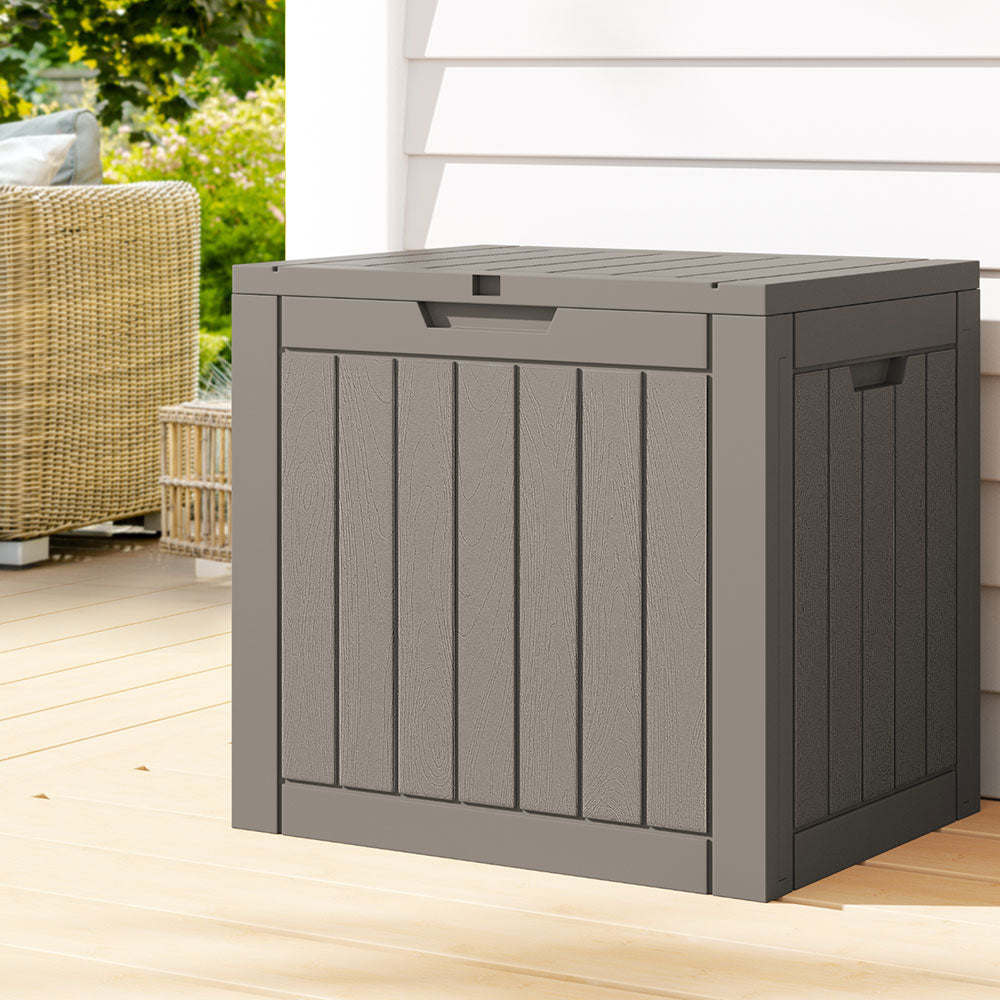 Gardeon Outdoor Storage Box 118L Container Lockable Garden Toy Tool Shed Grey-0