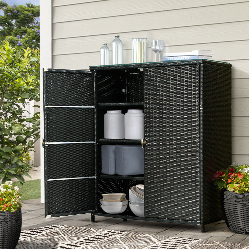 Gardeon Outdoor Storage Cabinet Box Garage Wicker Shelf Chest Garden Shed Tools-7