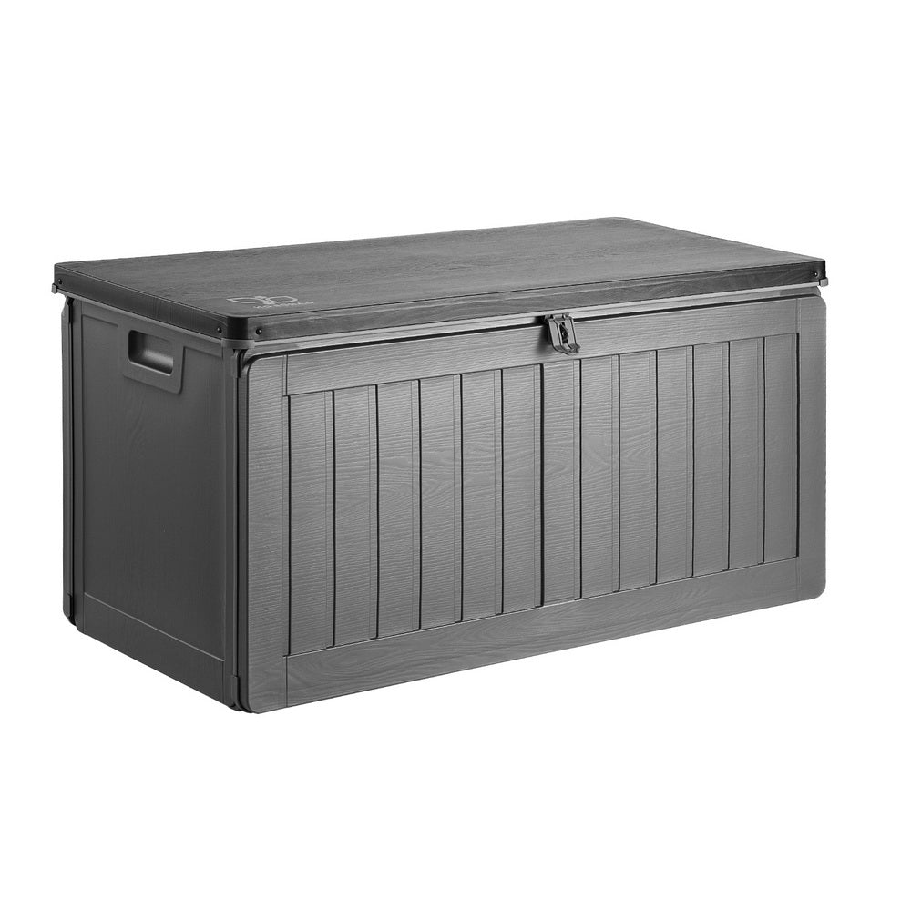 Gardeon Outdoor Storage Box 190L Container Lockable Garden Bench Tool Shed Black-2