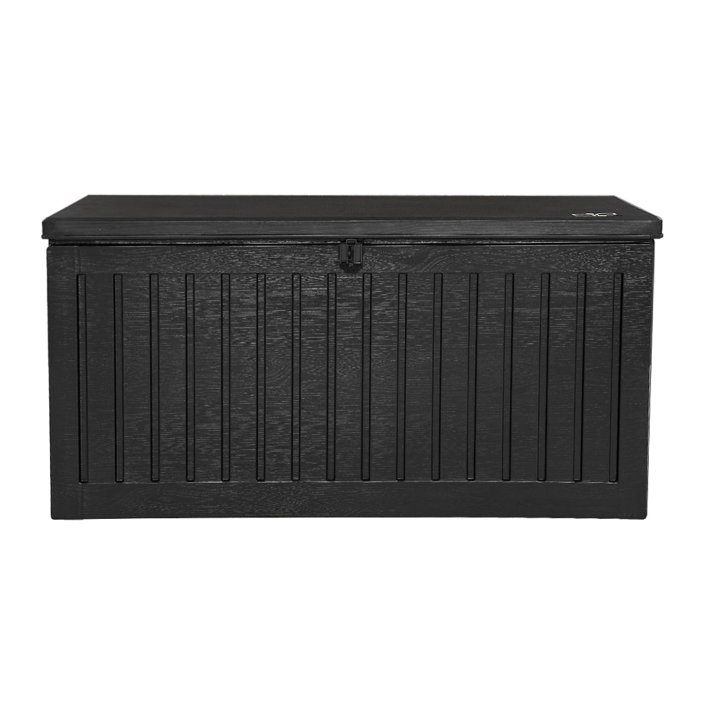 Gardeon Outdoor Storage Box 270L Container Lockable Garden Bench Tool Shed Black-2