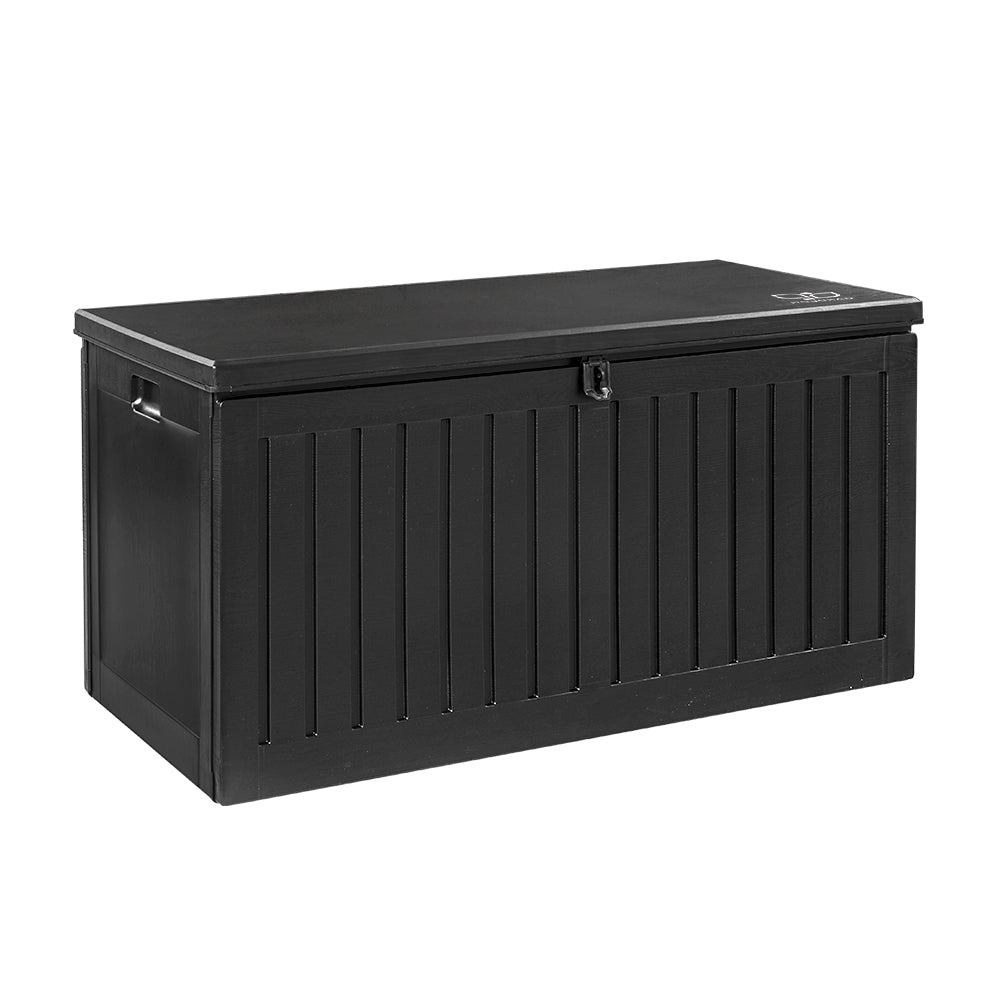 Gardeon Outdoor Storage Box 270L Container Lockable Garden Bench Tool Shed Black-3