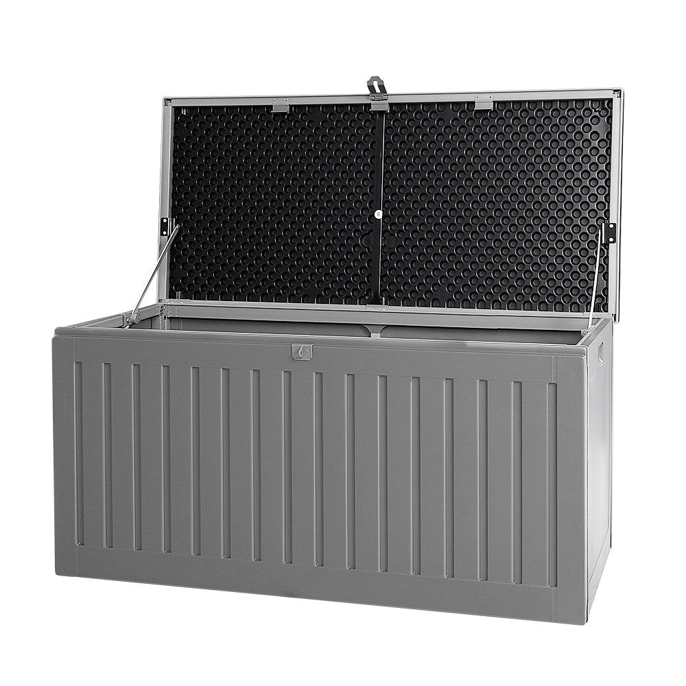 Gardeon Outdoor Storage Box 270L Container Lockable Garden Bench Tool Shed Grey-0