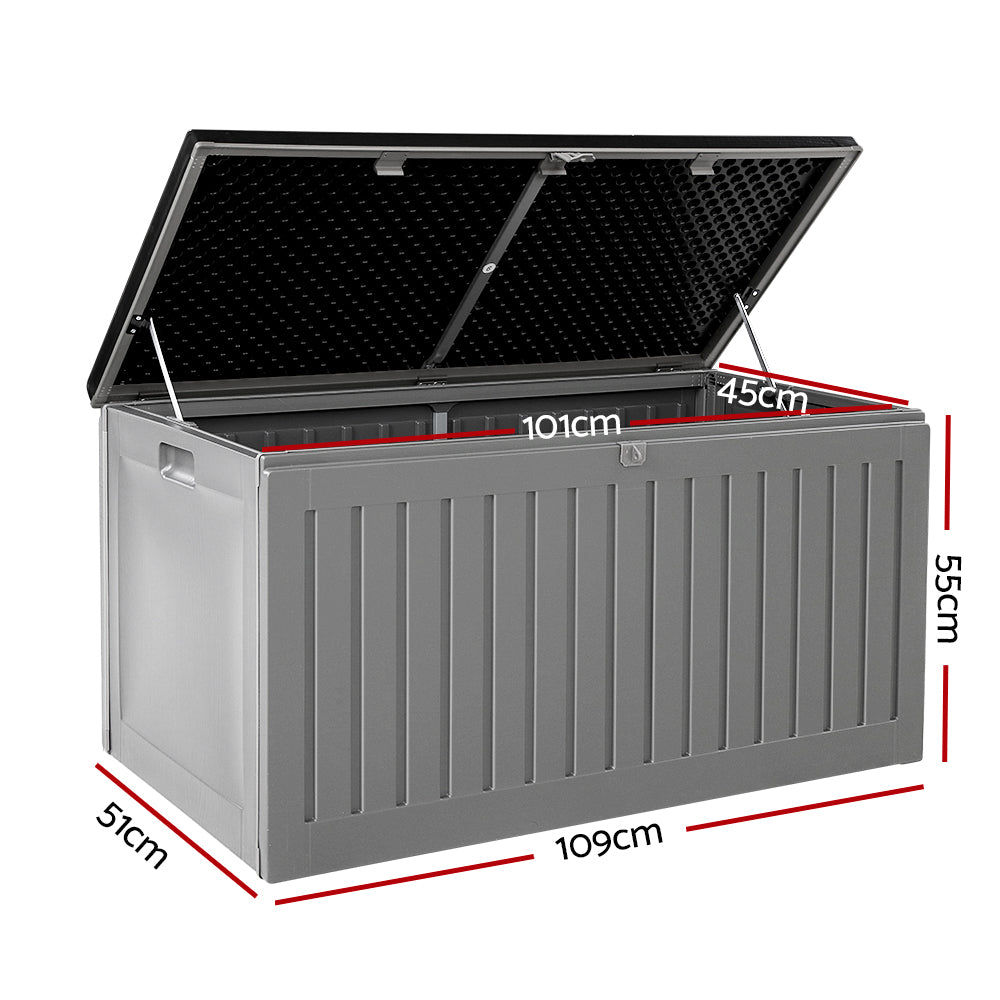 Gardeon Outdoor Storage Box 270L Container Lockable Garden Bench Tool Shed Grey-1