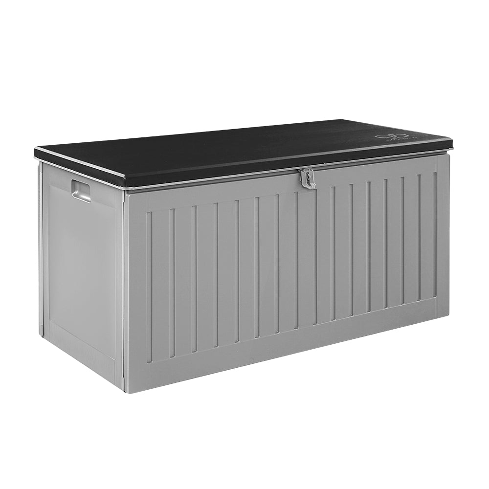 Gardeon Outdoor Storage Box 270L Container Lockable Garden Bench Tool Shed Grey-3