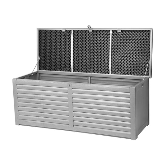 Gardeon Outdoor Storage Box 390L Container Lockable Garden Bench Tools Toy Shed Black-0