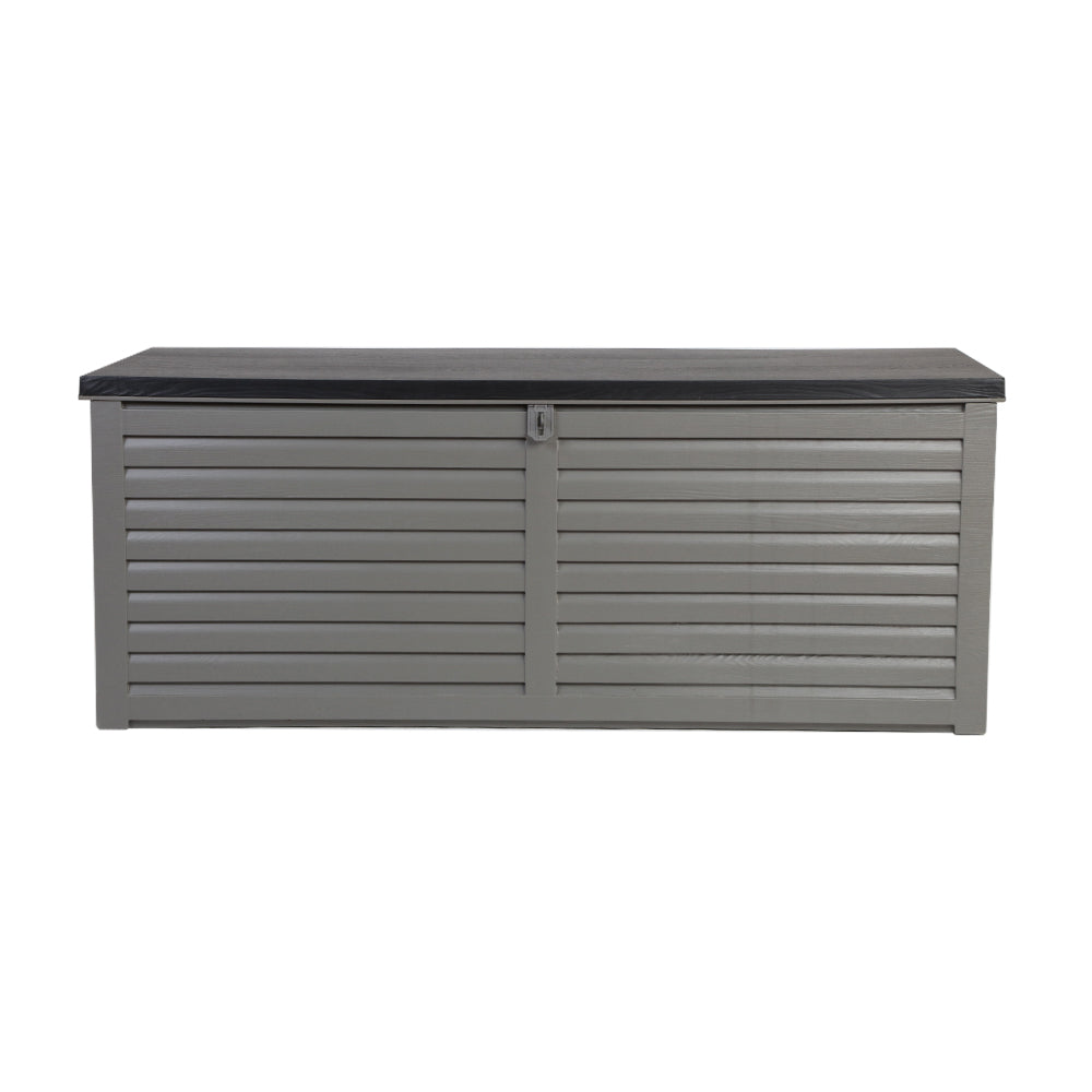 Gardeon Outdoor Storage Box 390L Container Lockable Garden Bench Tools Toy Shed Black-2