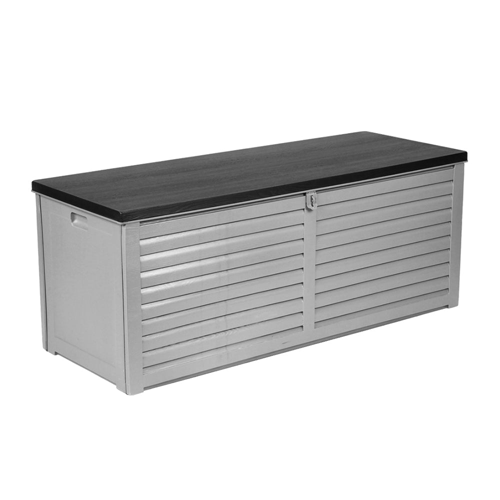 Gardeon Outdoor Storage Box 390L Container Lockable Garden Bench Tools Toy Shed Black-3