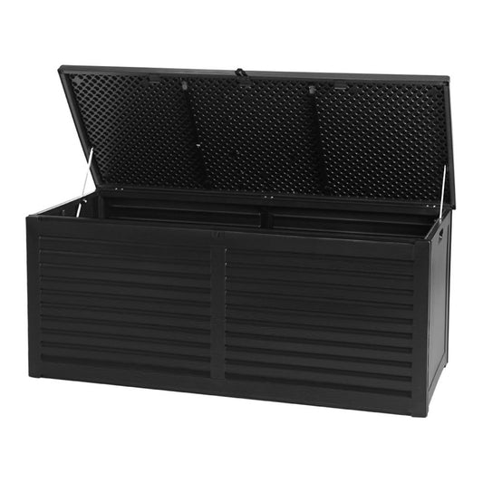 Gardeon Outdoor Storage Box 490L Container Lockable Garden Bench Shed Tools Toy All Black-0