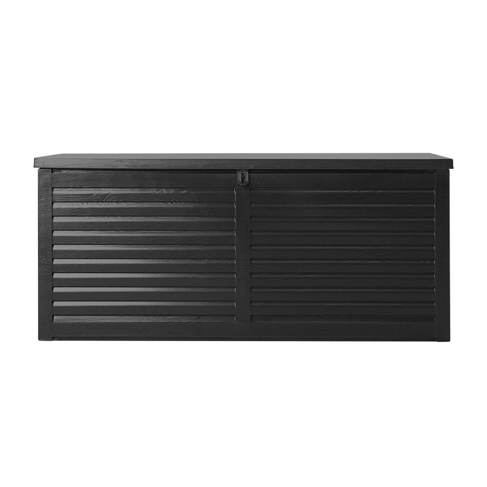 Gardeon Outdoor Storage Box 490L Container Lockable Garden Bench Shed Tools Toy All Black-2