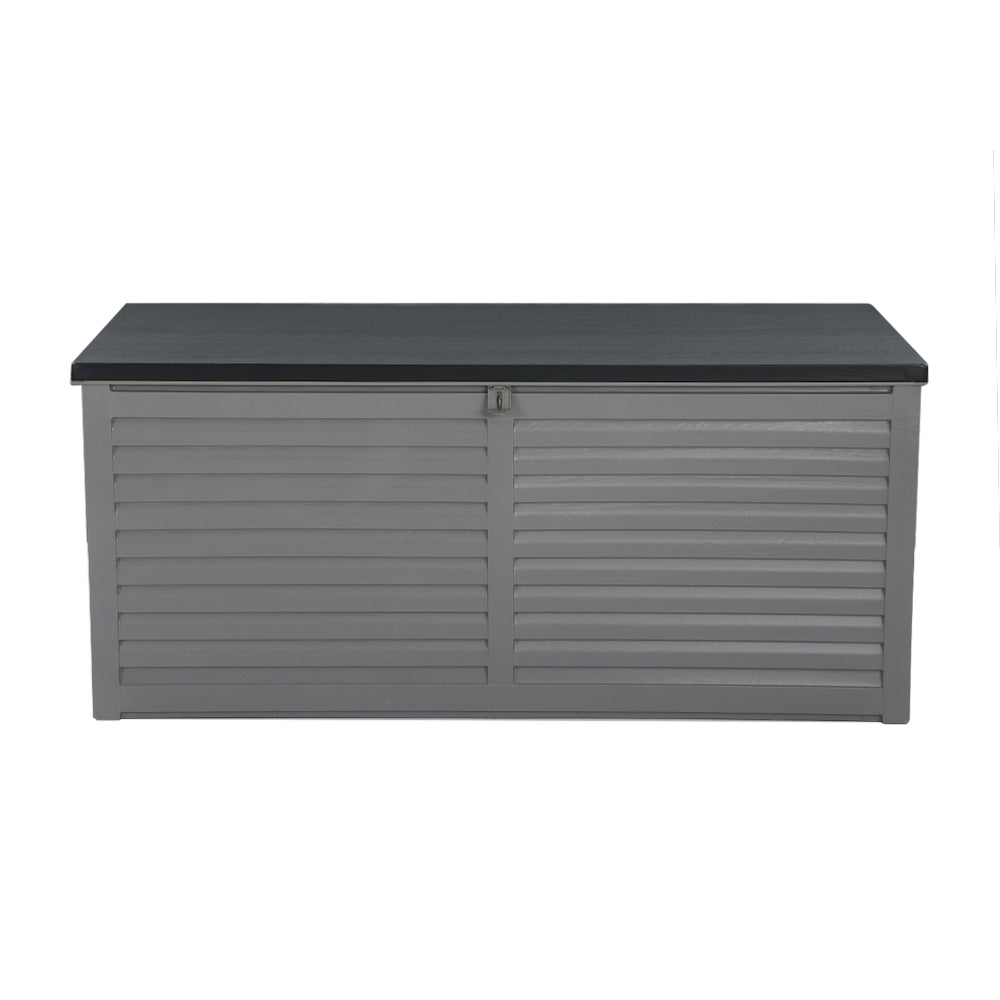 Gardeon Outdoor Storage Box 490L Container Lockable Garden Bench Tools Toy Shed Black-2