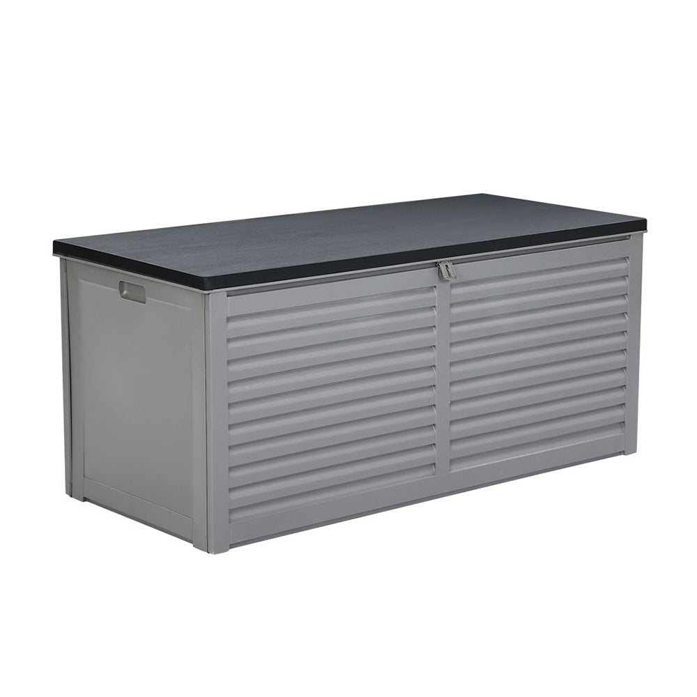 Gardeon Outdoor Storage Box 490L Container Lockable Garden Bench Tools Toy Shed Black-3