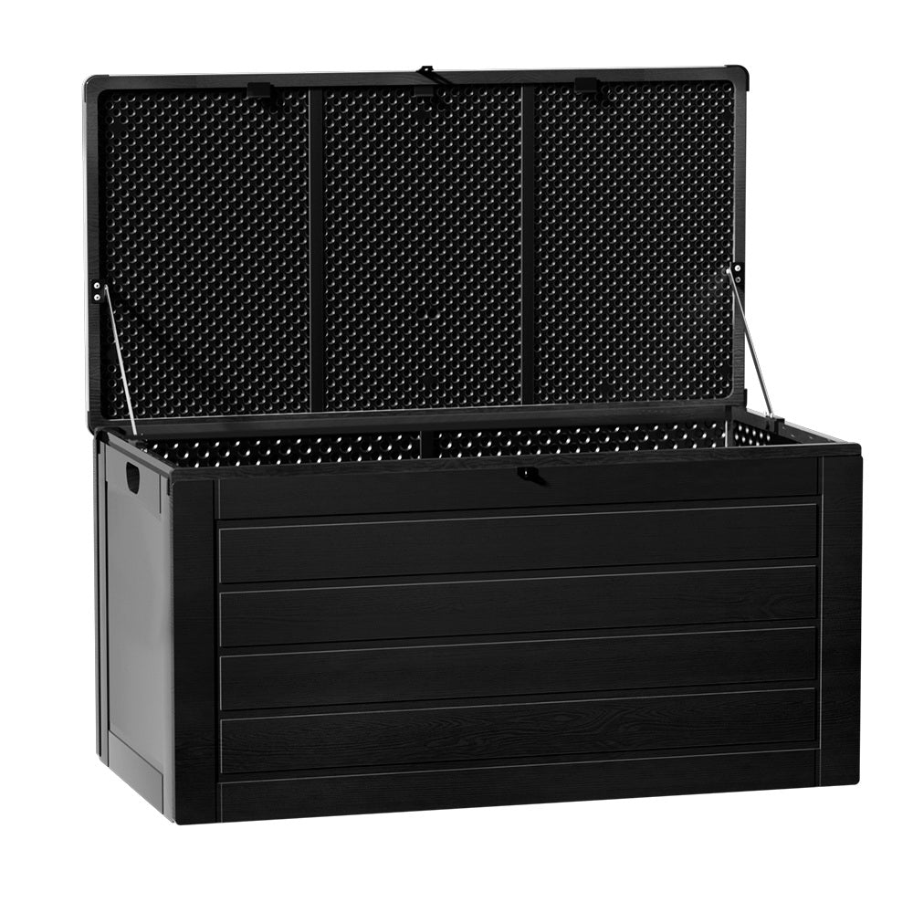 Gardeon Outdoor Storage Box 680L Container Lockable Garden Bench Shed Tool All Black-3