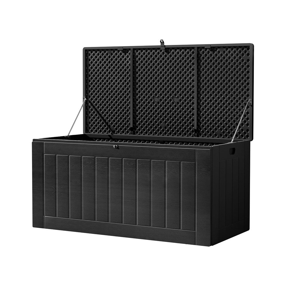 Gardeon Outdoor Storage Box 830L Container Lockable Bench Tool Shed All Black-6