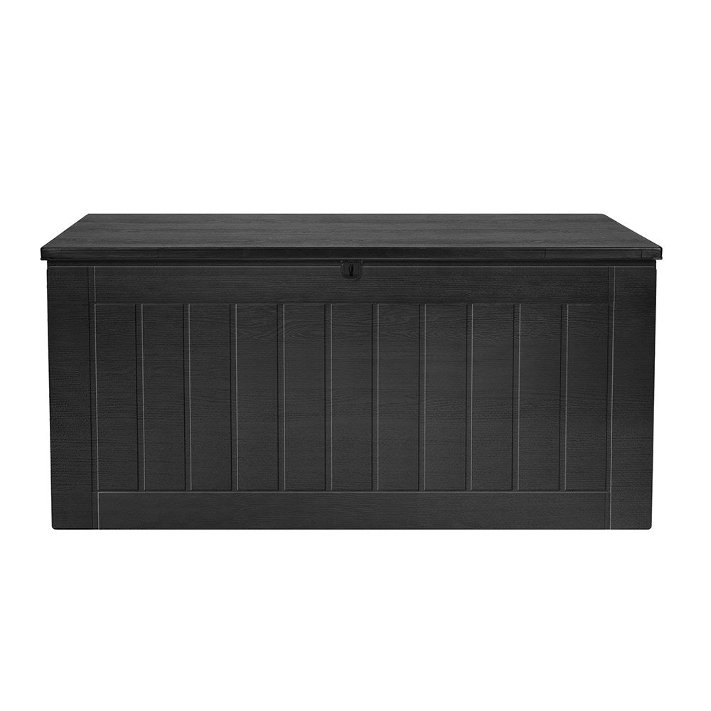 Gardeon Outdoor Storage Box 830L Container Lockable Bench Tool Shed All Black-2