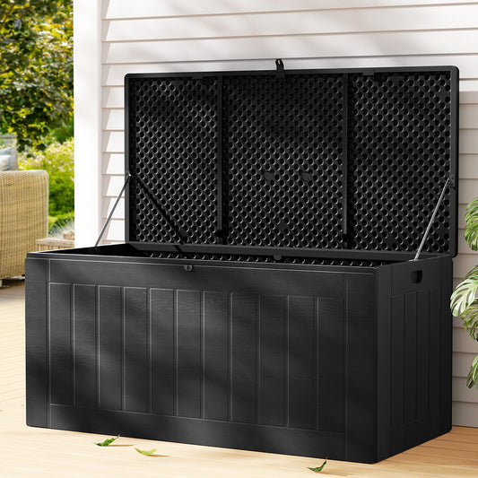 Gardeon Outdoor Storage Box 830L Container Lockable Bench Tool Shed All Black-0