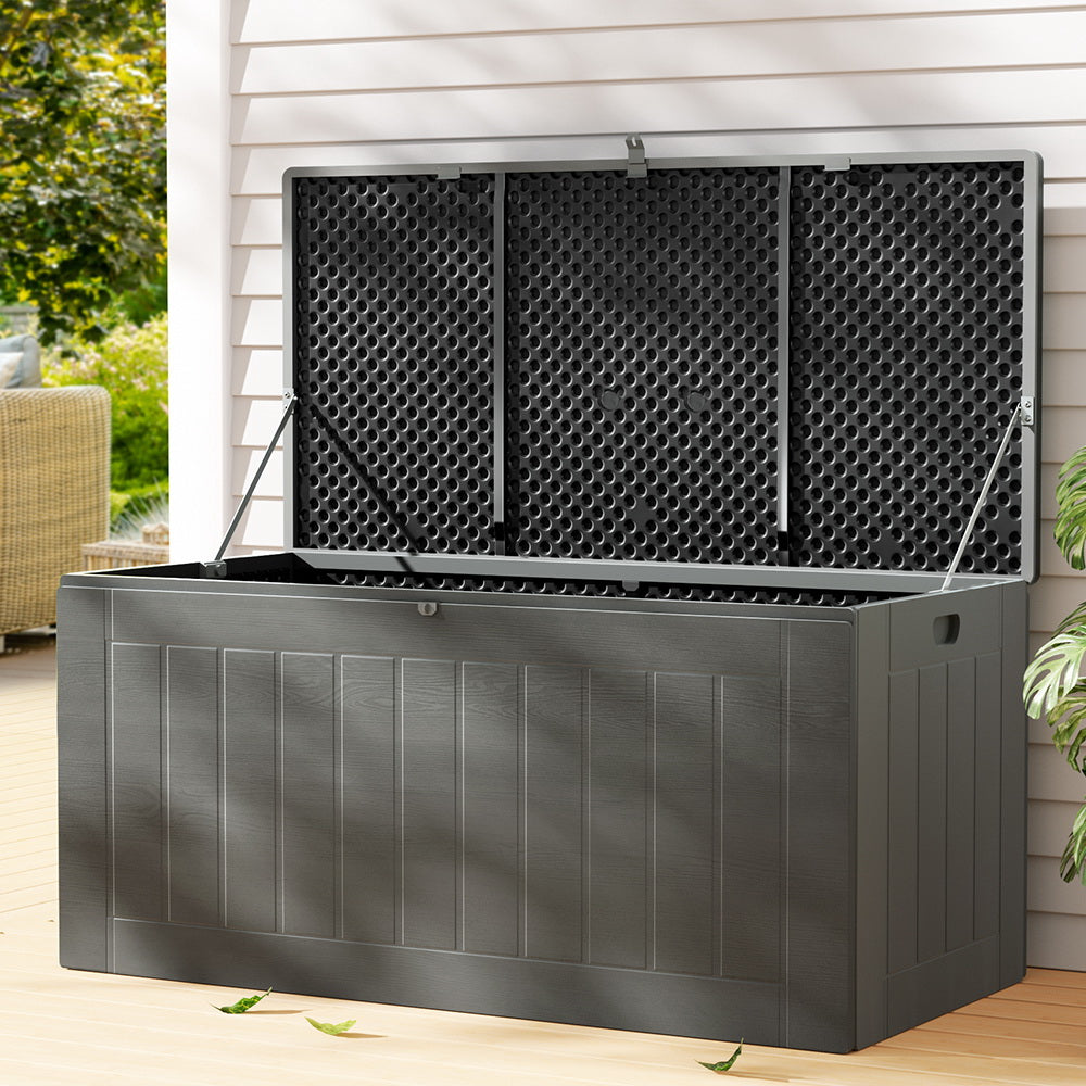 Gardeon Outdoor Storage Box 830L Container Lockable Garden Bench Tool Shed Black-6