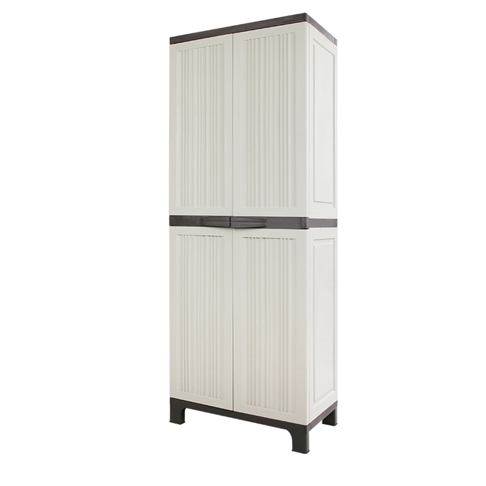 Gardeon Outdoor Storage Cabinet Box 173cm Lockable Cupboard Sheds Garage Adjustable Beige-0