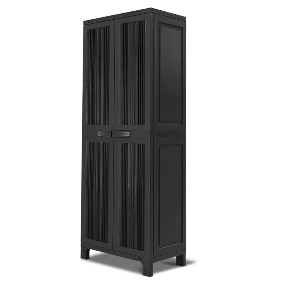 Gardeon Outdoor Storage Cabinet Box 173cm Lockable Cupboard Sheds Garage Adjustable Black-2