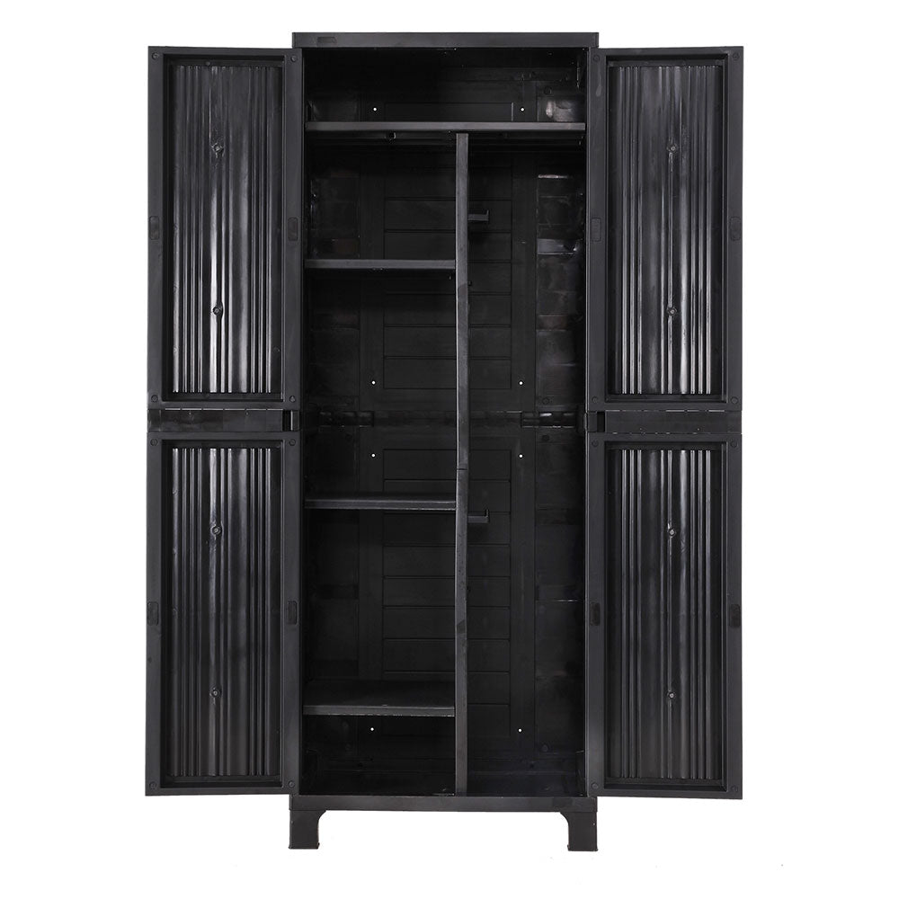 Gardeon Outdoor Storage Cabinet Box 173cm Lockable Cupboard Sheds Garage Adjustable Black-0