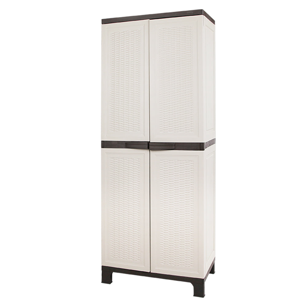 Gardeon Outdoor Storage Cabinet Box 173cm Lockable Cupboard Sheds Adjustable Rattan Beige-7
