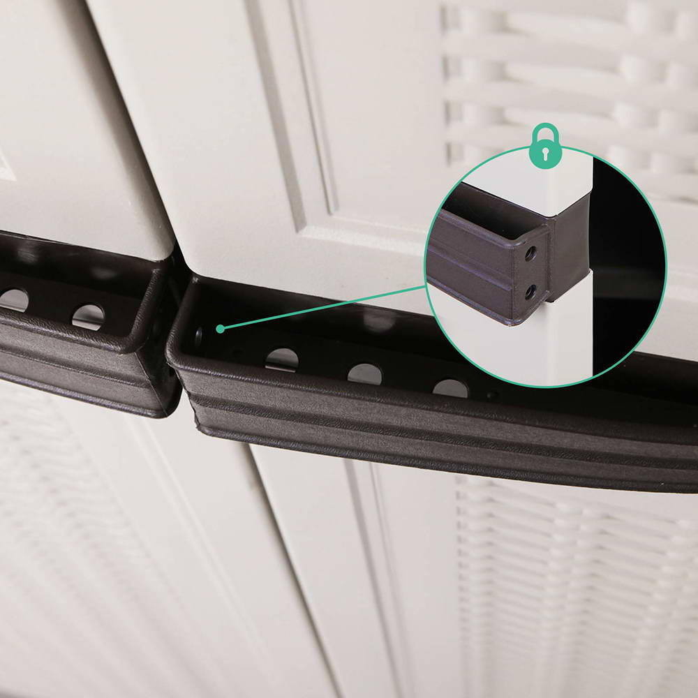 Gardeon Outdoor Storage Cabinet Box 173cm Lockable Cupboard Sheds Adjustable Rattan Beige-6