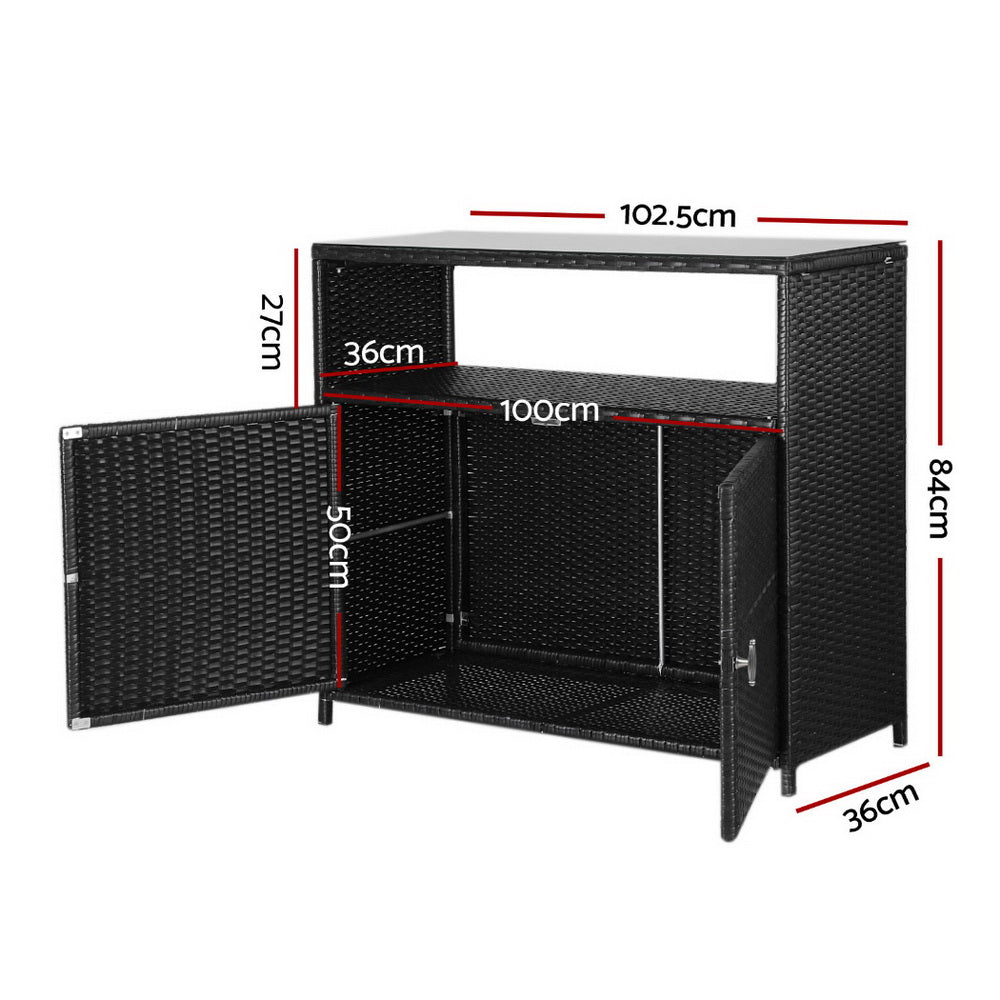 Gardeon Outdoor Storage Cabinet Box Garage Wicker Shed Tools Shelf Chest Garden-2