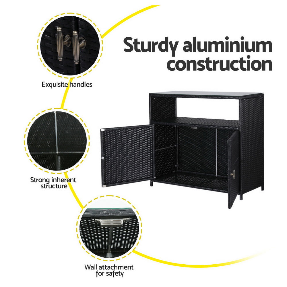 Gardeon Outdoor Storage Cabinet Box Garage Wicker Shed Tools Shelf Chest Garden-6