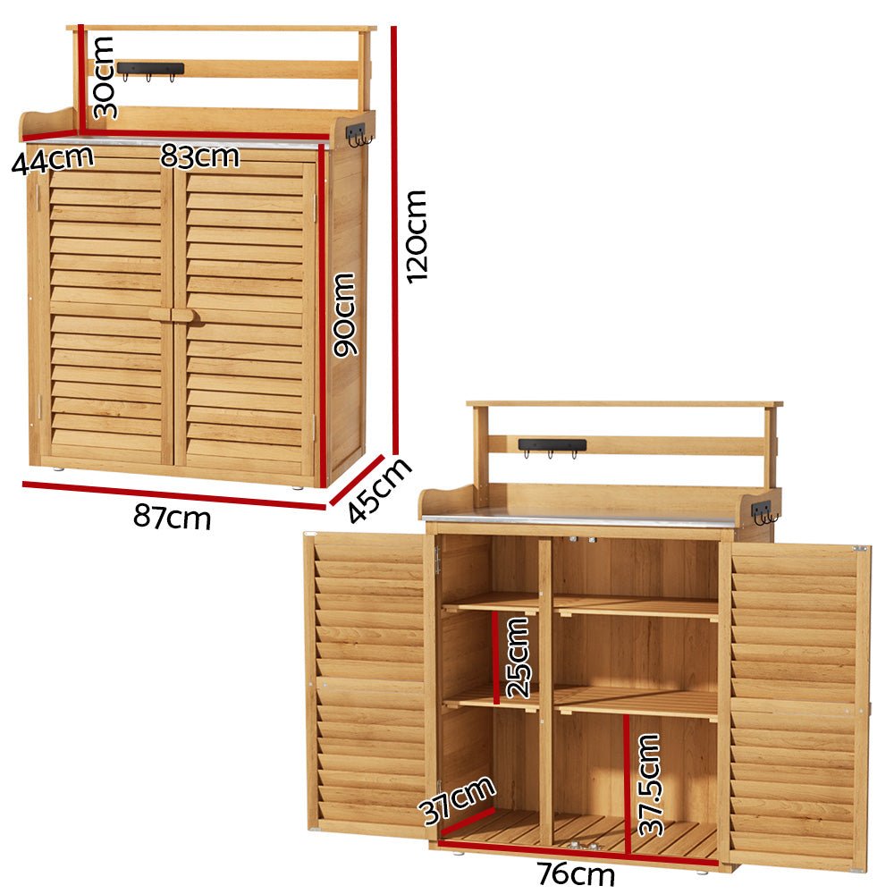 Gardeon Outdoor Storage Cabinet Box Potting Bench Table Shelf Chest Garden Shed-1