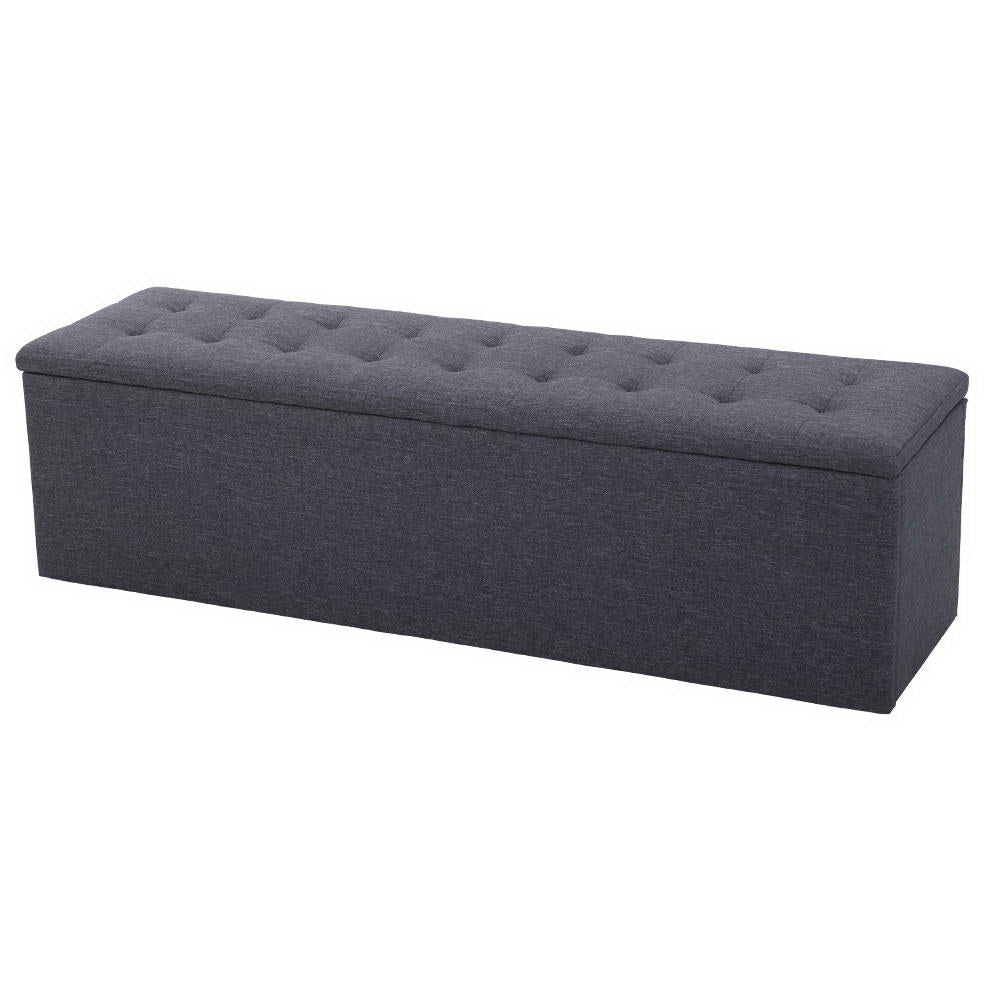 Artiss Storage Ottoman Blanket Box 140cm Linen Dark Grey-0