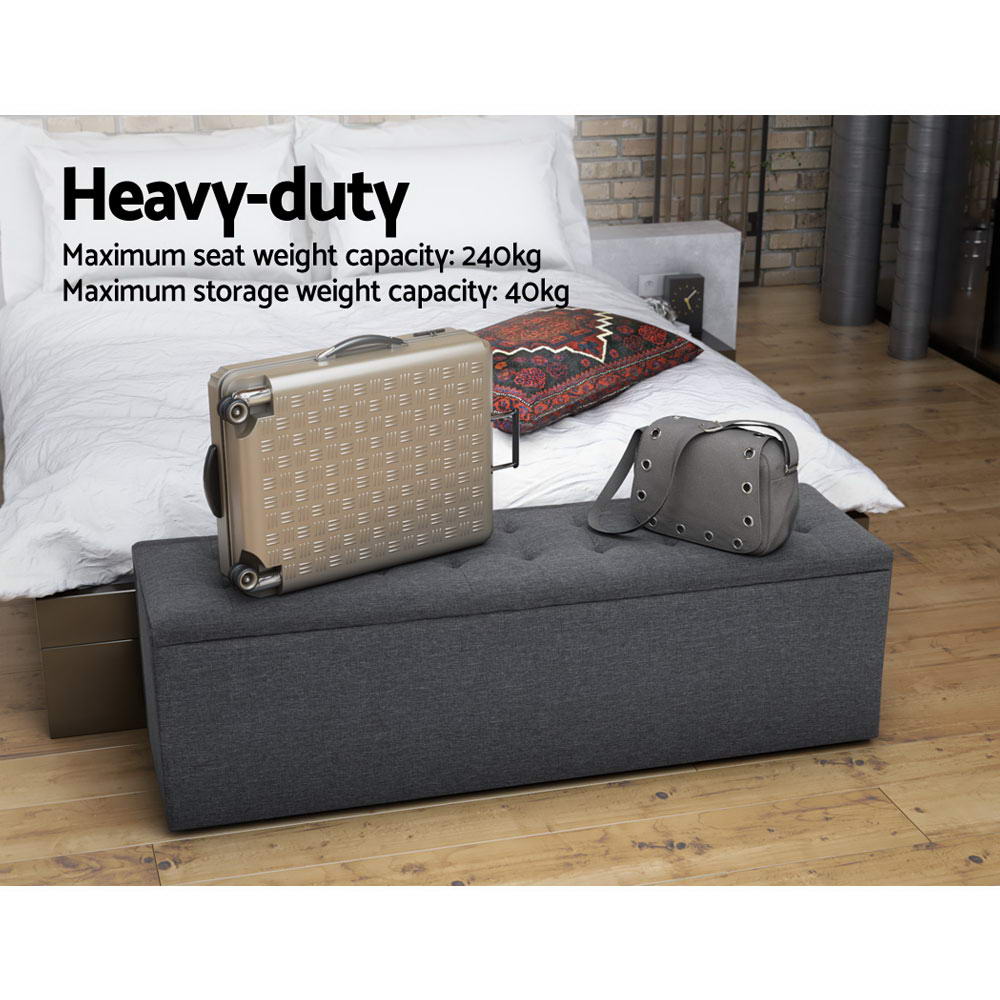 Artiss Storage Ottoman Blanket Box 140cm Linen Dark Grey-3