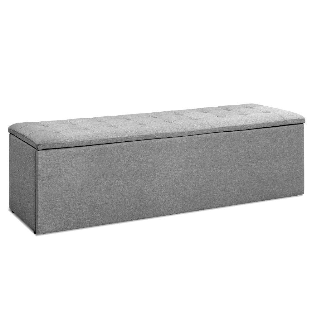 Artiss Storage Ottoman Blanket Box 140cm Linen Grey-0