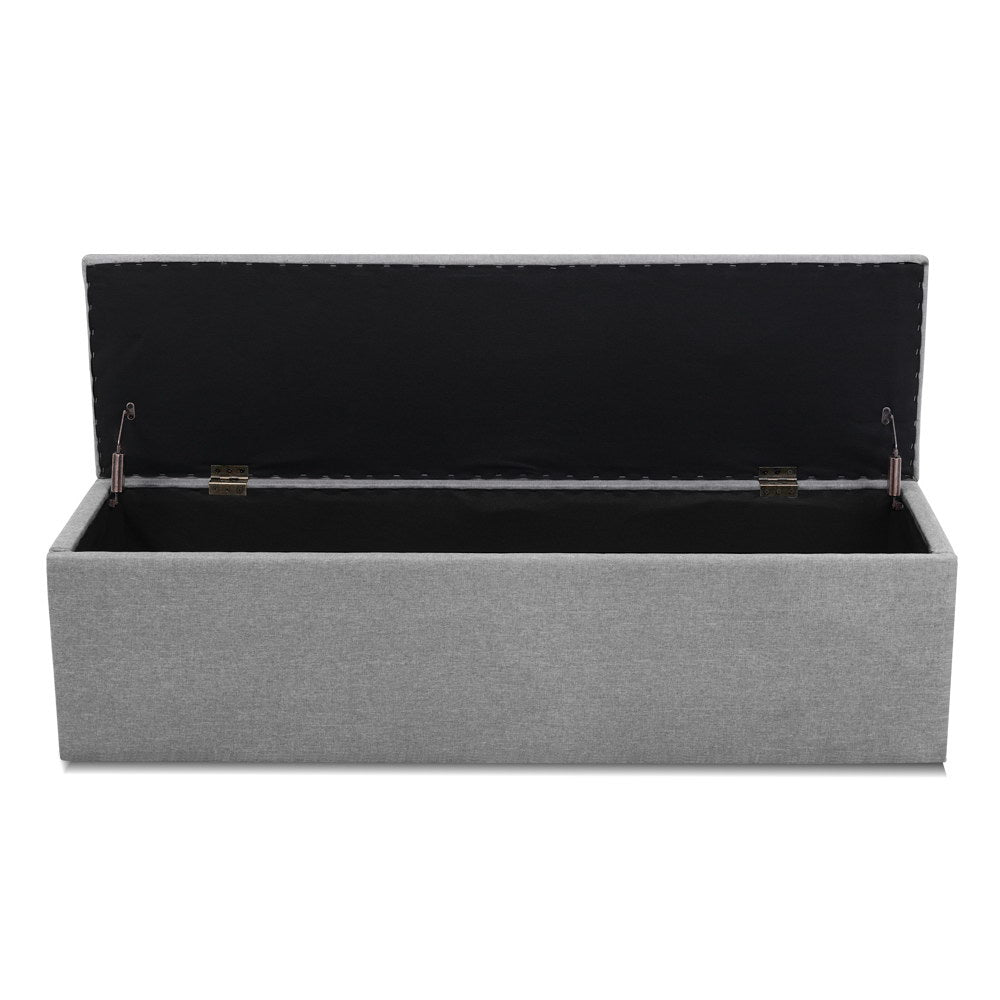 Artiss Storage Ottoman Blanket Box 140cm Linen Grey-2