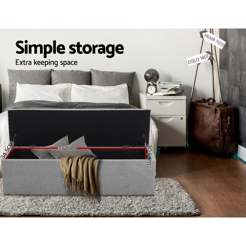 Artiss Storage Ottoman Blanket Box 140cm Linen Grey-6