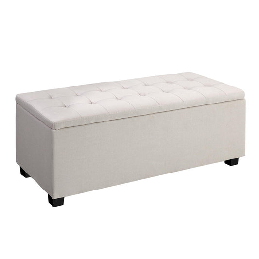 Artiss Storage Ottoman Blanket Box 97cm Linen Beige-0