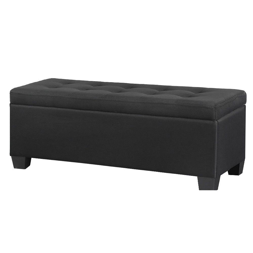 Artiss Storage Ottoman Blanket Box 97cm Linen Black-0