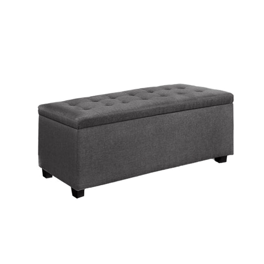 Artiss Storage Ottoman Blanket Box 97cm Linen Grey-0