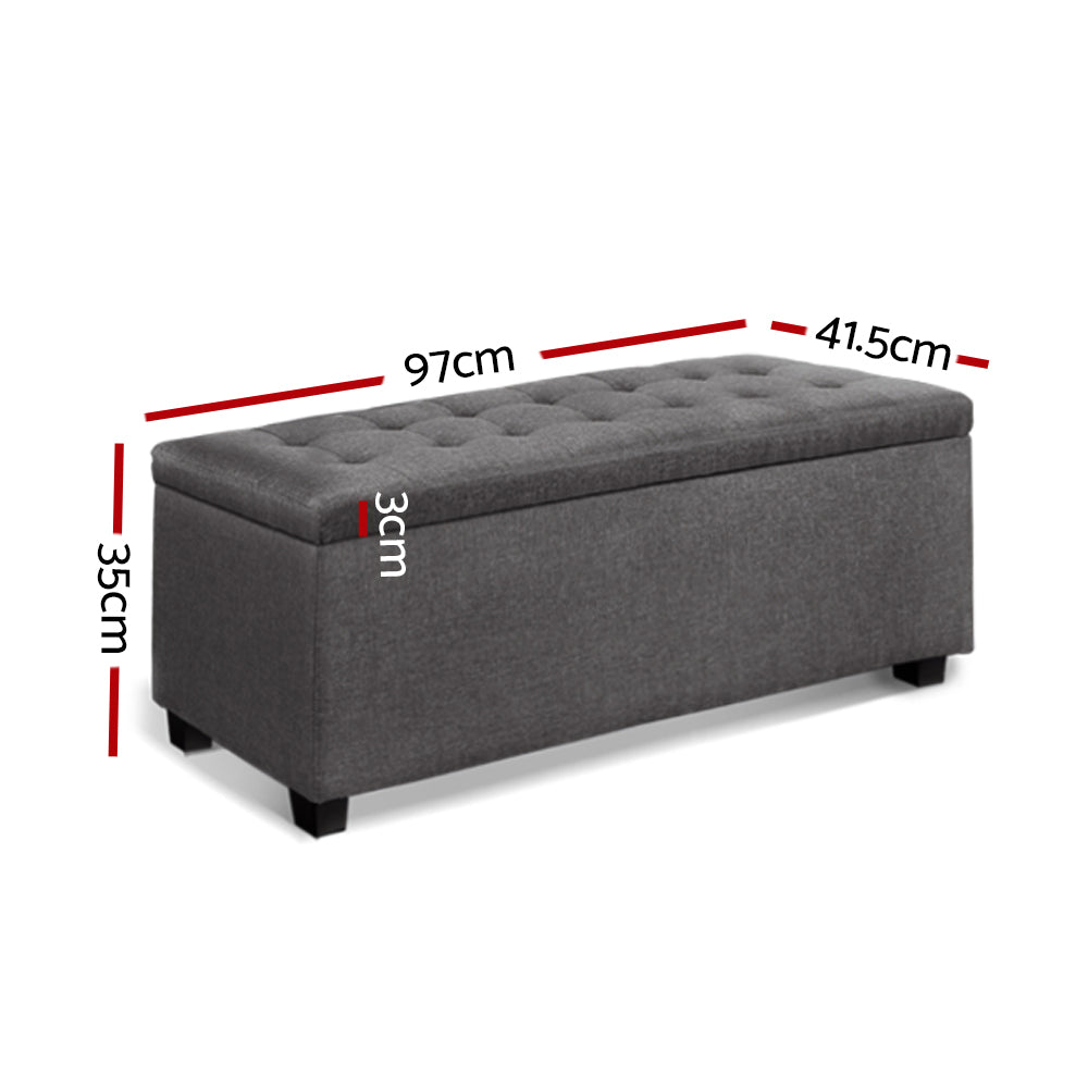 Artiss Storage Ottoman Blanket Box 97cm Linen Grey-1