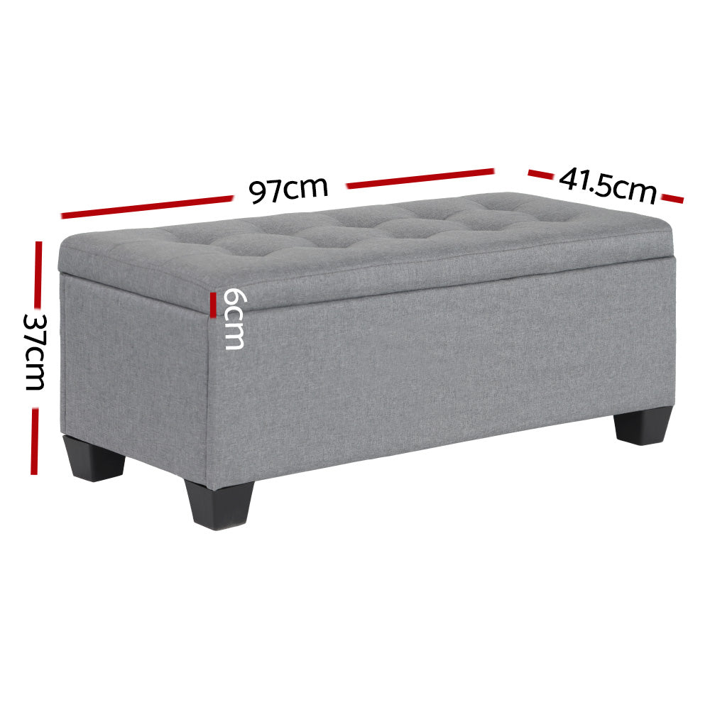 Artiss Storage Ottoman Blanket Box 97cm Linen Grey-1